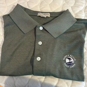 Pebble Beach Classic Golf Links Polo Shirt Mens‎ XL Olive Green Logo Casual